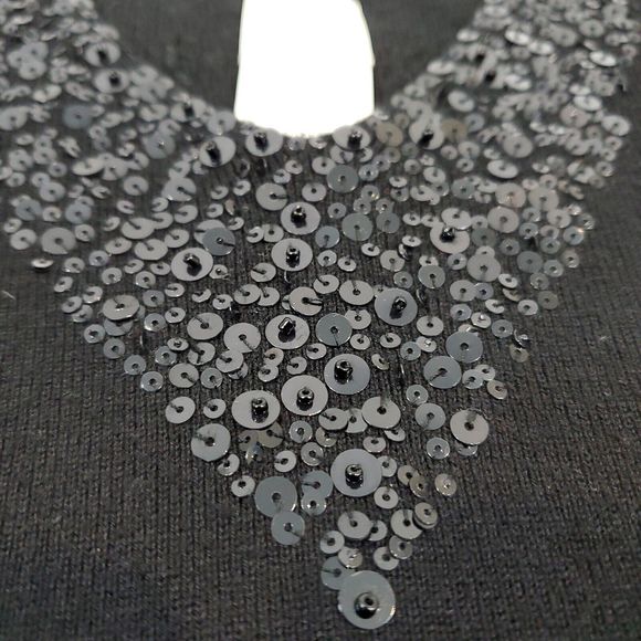 Garnet Hill Sequin Sparkly Vneck Tank Top Silk Blend Black Sz S Beaded - Picture 4 of 9